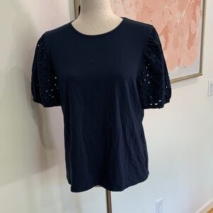 Express Navy Eyelet Sleeve Women's Tap L